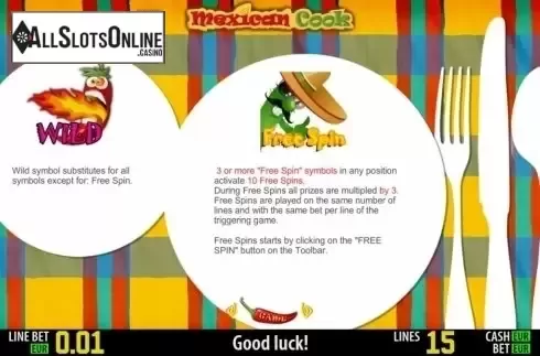 Paytable 2. Mexican Cook HD from World Match