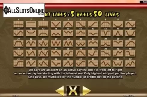 Paylines. Ming Dynasty (Spadegaming) from Spadegaming