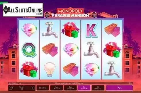 Game Workflow screen . Monopoly Paradise Mansion from Gamesys