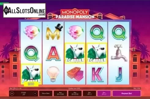 Win Screen 3. Monopoly Paradise Mansion from Gamesys