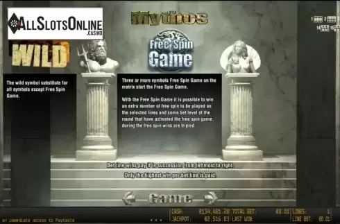 Paytable 2. Mythos HD from World Match