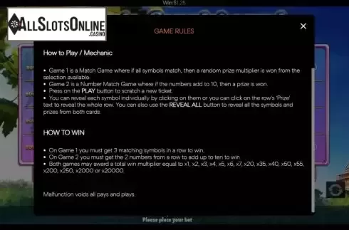 Game Rules screen 2