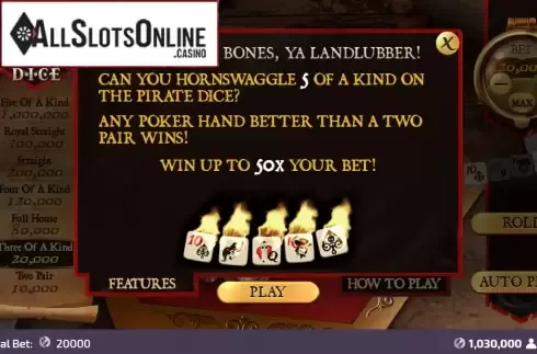 Features. Pirate Dice from FunFair