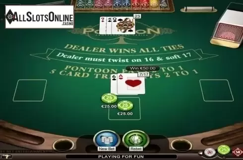 Game Screen. Pontoon Professional Series High Limit from NetEnt
