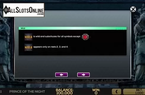 Paytable 2. Prince of the Night from High 5 Games