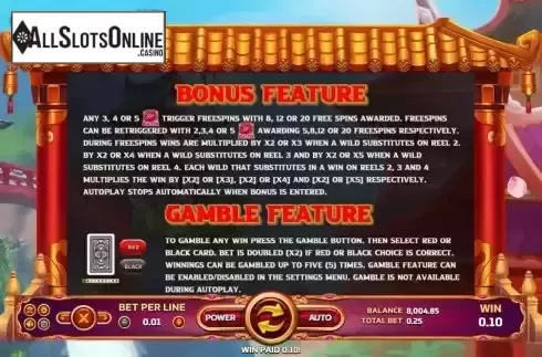 Features screen