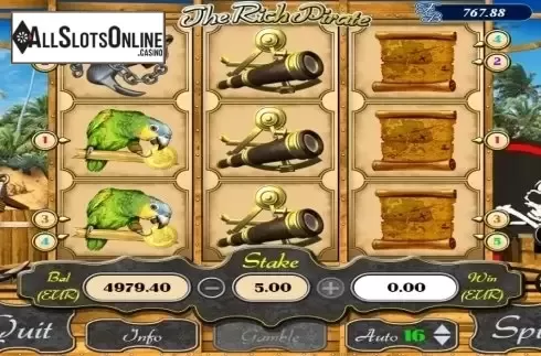 Reel screen. Rich Pirate from AlteaGaming