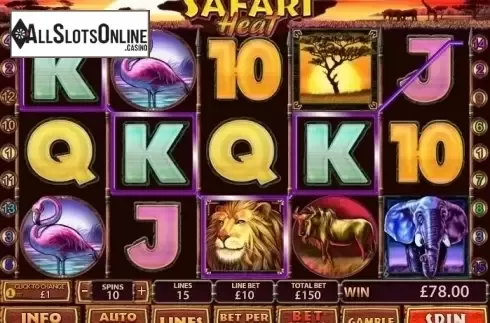 Win Screen. Safari Heat from Playtech