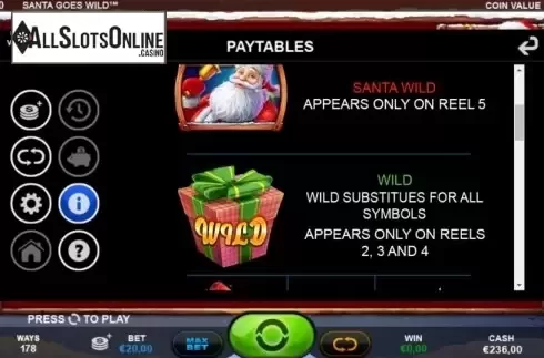 Paytable 2. Santa Goes Wild from Plank Gaming