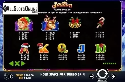 Paytable. Santa (Pragmatic Play) from Pragmatic Play