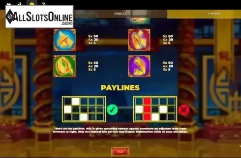 Paytable. Shaolin Twins from Spinmatic