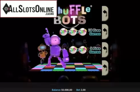 Game Screen. Shuffle Bots Pull Tab from Realistic