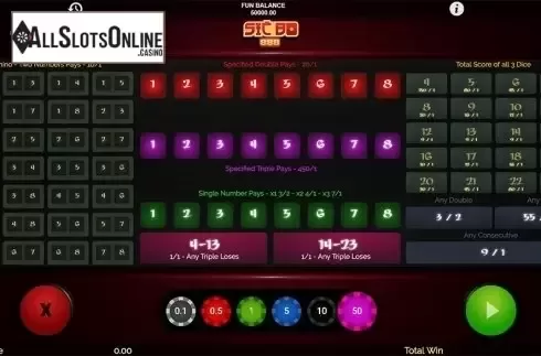 Reels screen. Sic bo 888 from 1X2gaming