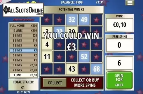 Win screen 2. Slingo Classic from Slingo Originals
