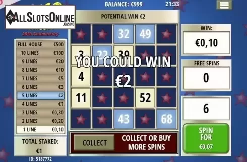 Win screen 3. Slingo Classic from Slingo Originals