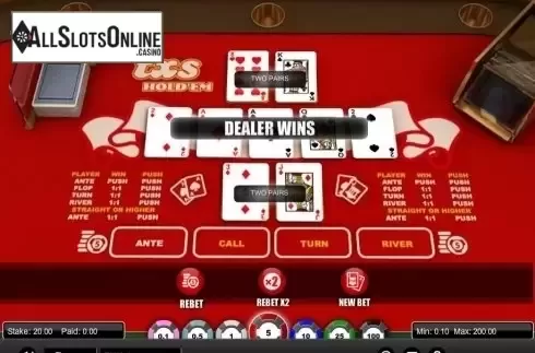 Game Screen. Texas Hold'em (1X2gaming) from 1X2gaming