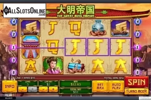 Win screen. The Great Ming Empire from Playtech