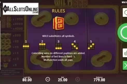 Paytable 1. Wild 888 from Booongo