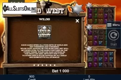Paytable 2. Wild West (Mazooma) from Greentube