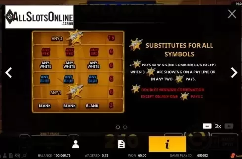 Paytable screen