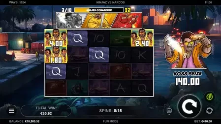 Ninjaz vs Narcos slot screenshot 2
