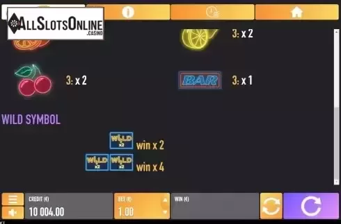 Pay Table / Wild screen