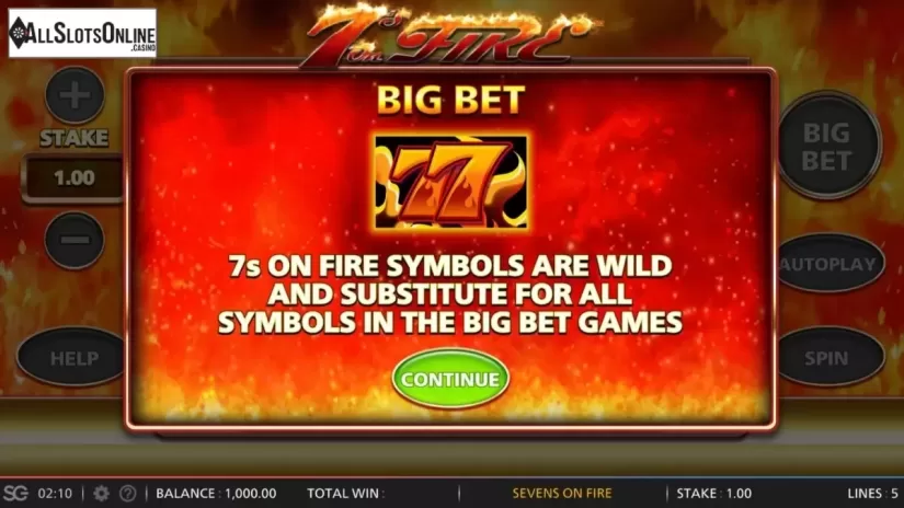 Start Screen. 7s On Fire from Barcrest