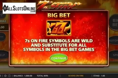 Start Screen. 7s On Fire from Barcrest