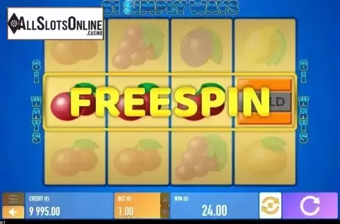 Free Spins screen