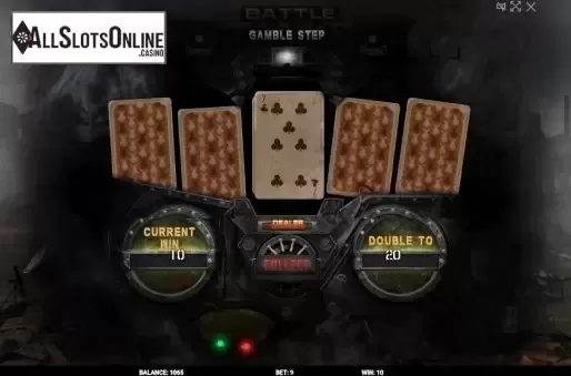 Risk (Double up) game screen. Battle Tanks from Evoplay Entertainment