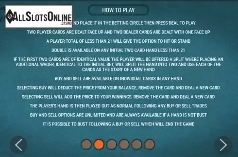 Paytable 2. Blackjack X-Change from Slingo Originals