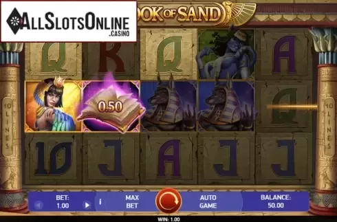 Win Screen. Book of Sand from Bet2Tech