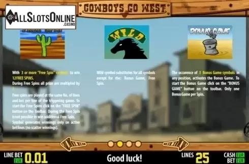 Paytable 2. Cowboys Go West HD from World Match