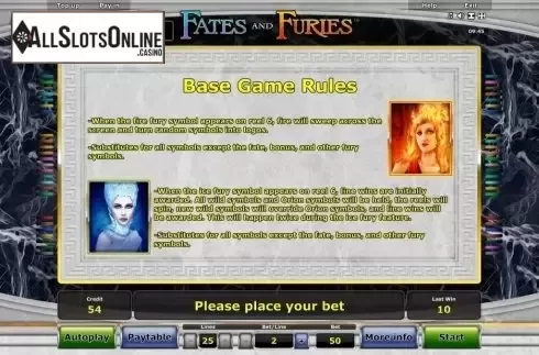 Paytable 2. Fates and Furies from Greentube