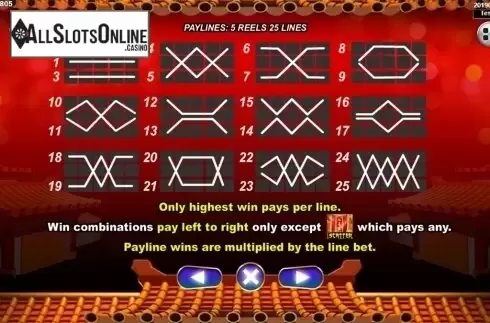 Paytable 2. Festive Lion from Spadegaming