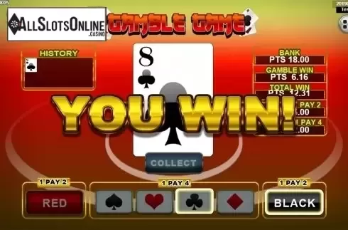Gamble win screen. Festive Lion from Spadegaming