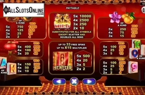 Paytable . Festive Lion from Spadegaming