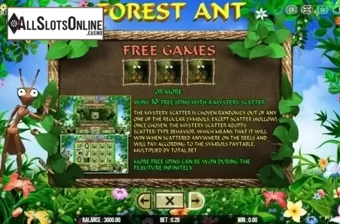 Paytable 4. Forest Ant from Fugaso