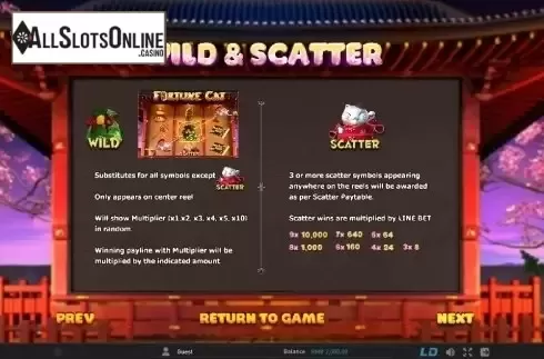Paytable 2. Fortune Cat (GamePLay) from GamePlay