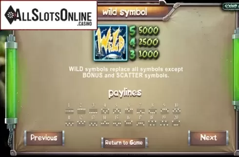 Paytable 3. Frankenslot's Monster from Betsoft