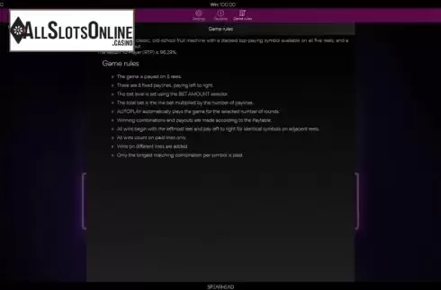 Info. Fruits And Sevens (Spearhead Studios) from Spearhead Studios