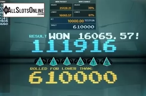Win screen. Fun Dice from FunFair