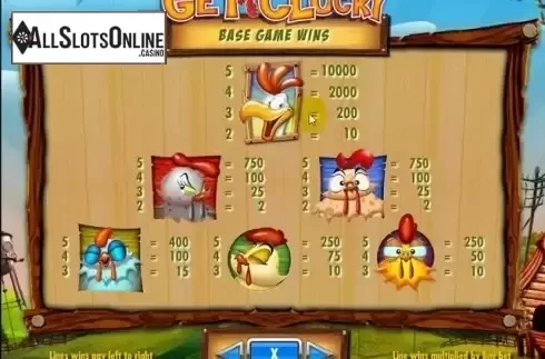 Paytable 1. Get Clucky from IGT