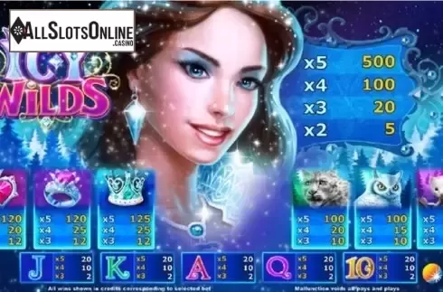Paytable. Icy Wilds from IGT