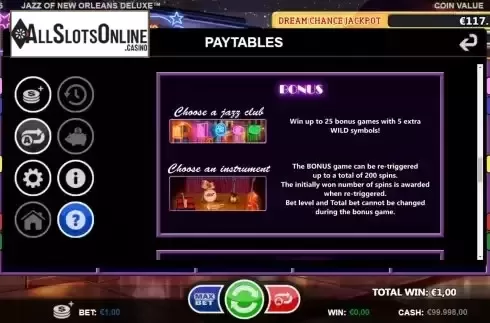 Bonus game screen
