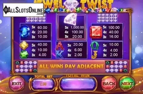 Paytable 1. Jewel Twist from Blueprint