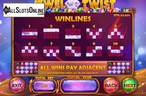 Paytable 3. Jewel Twist from Blueprint
