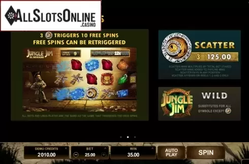 Paytable 2. Jungle Jim El Dorado from Microgaming