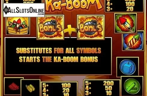 Paytable 1. Ka-Boom HD from Merkur