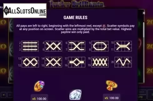 Paylines screen